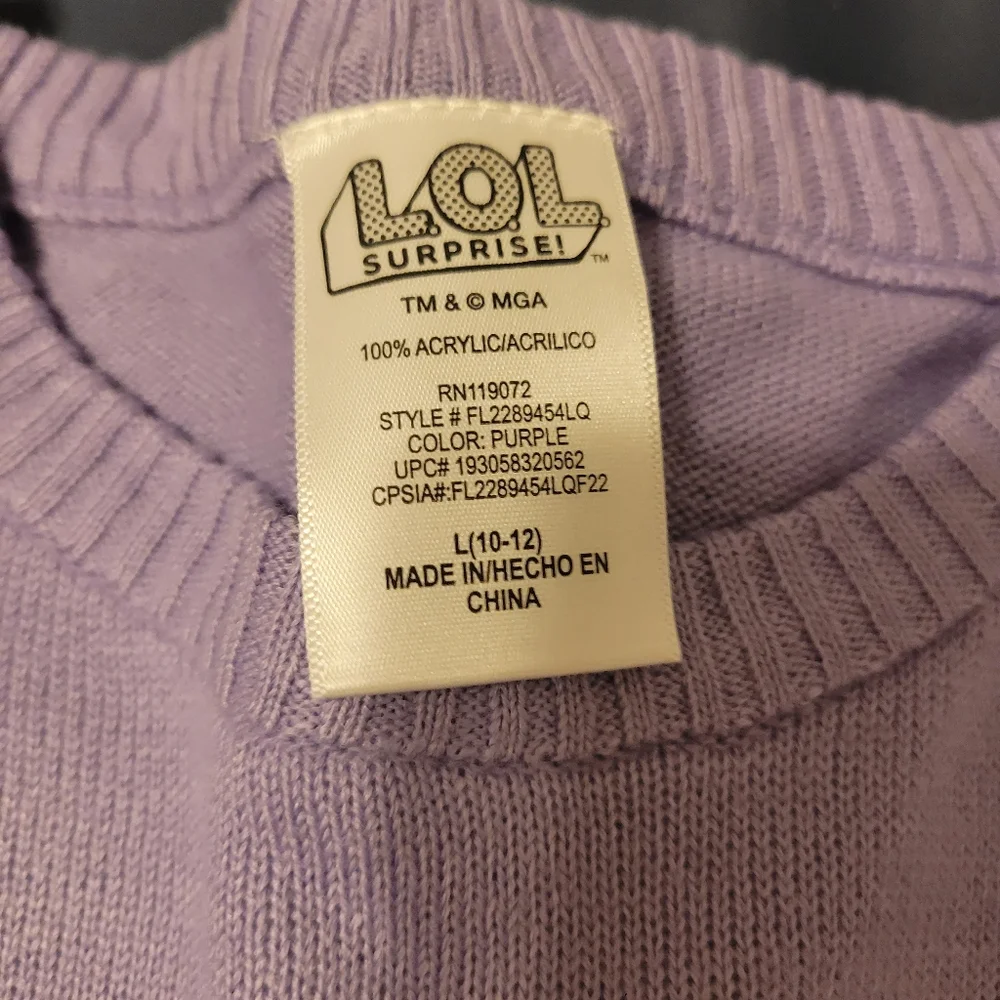 LOL Surprise Girl's L 10-12 Purple Surprise & Be Merry Sweater Dress NEW